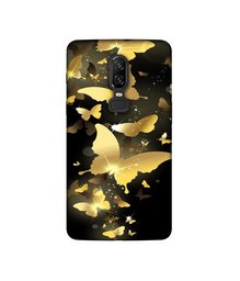 Amazon Brand - Solimo Designer Golden Butterfly Pattern 3D Printed Hard Back Case Mobile Cover for OnePlus 6