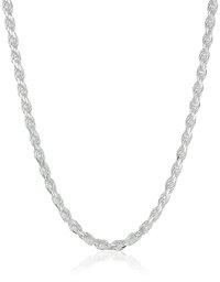 Amazon Essentials Sterling Silver Diamond Cut Rope Chain Necklace, 24