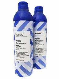 Amazon Brand - Solimo Sport Continuous Spray Sunscreen, SPF 50, Reef Friendly (Octinoxate & Oxybenzone Free), Broad Spectrum UVA/UVA Protection, 11 Fluid Ounce, 2 Pack