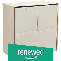 (Renewed) Amazon Brand - Solimo 4 Piece Fabric Storage Organiser,Beige