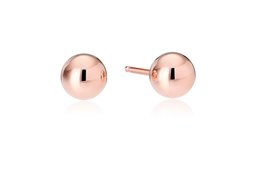 Amazon Essentials - Pendientes de tuerca chapados en plata de ley pulida ,Oro rosa plateado (Rose Gold Plated Sterling Silver) ,4mm