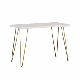 AmazonBasics Retro Hairpin Console Table - Solid White with Matte Gold Legs