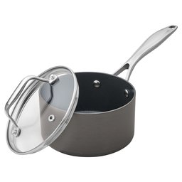 Stone & Beam Sauce Pan with Lid, 1-Quart, Hard-Anodized Non-Stick Aluminum