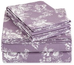 AmazonBasics Printed Lightweight Flannel Sheet Set - Twin