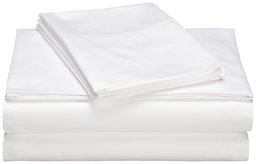 Pinzon Hemstitch 400-Thread-Count Egyptian Cotton Sateen Twin Sheet Set, White