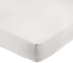 AmazonBasics 400TC Cotton Sateen Wrinkle Free Fitted Sheet White 135 x 190 x 30 cm