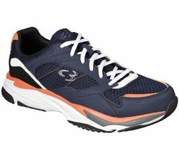 Concept 3 by Skechers Arizin Zapatillas con Cordones Fashion-Sneakers, Azul Marino/Anaranjado, 9.5