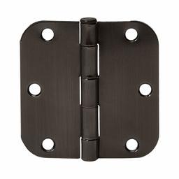 AmazonBasics Rounded 3.5 Inch x 3.5 Inch Door Hinges, 18 Pack, Oil Rubbed Bronze