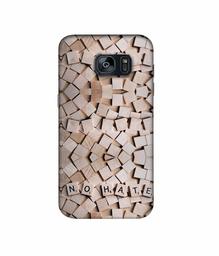 Amazon Brand - Solimo Designer No Hate On Wooden Block 3D Printed Hard Back Case Mobile Cover for Samsung Galaxy S7 Edge