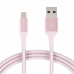 AmazonBasics dubbel gevlochten nylon USB A naar Lightning compatibele kabel - Apple Mfi-gecertificeerd, donkergrijs