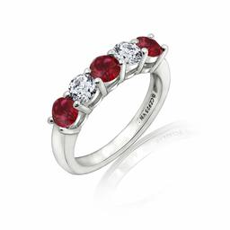 [Find] Amazon Collection Platinum Plated suta-ringusiruba-kuriakyu-bikkuzirukonia and Simulated Ruby 5 Stone Ring, Size 11 