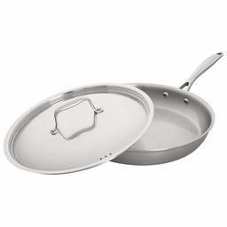 Stone & Beam Fry Pan With Lid, 12 Inch, Tri-Ply Stainless Steel (Renewed)