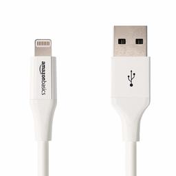 AmazonBasics Lightning to USB A Cable, Advanced Collection - MFi Certified iPhone Charger - White, 3-Foot, 2-Pack