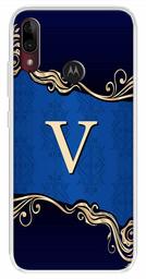 Amazon Brand - Solimo Designer Multicolor Blue Pattern Alphabet-V Printed Soft Back Case Mobile Cover for Motorola Moto E6s / Motorola Moto E6 Plus