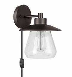 Amazon Brand – Stone & Beam Contemporary Wall Sconce with Plug-In or Hardwire Options, Vintage Edison Bulb Included, 10.2