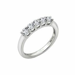 [Find] Amazon Collection Platinum Plated Sterling siruba-kuriaraundokyu-bikkuzirukonia 5 Stone 100 Faceted Anniversary Ring, Size 7 