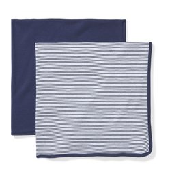 Moon and Back Baby Set of 2 Organic Swaddle Blankets, Navy Sea, One Size