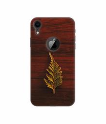 Amazon Brand - Solimo Designer Leaf on Wood 3D Printed Hard Back Case Mobile Cover for Apple iPhone XR (Logo Cut)