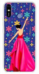 Amazon Brand - Solimo Designer Multicolor Girl Blue Flower Design Printed Soft Back Case Mobile Cover for Tecno Spark Go Plus