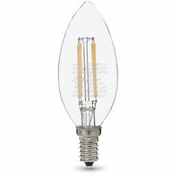 AmazonBasics 60W Equivalent, Clear, Soft White, Dimmable, 15,000 Hour Lifetime, B11 (E12 Candelabra Base) LED Light Bulb | 6-Pack (Renewed)