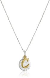 Sterling Silver and 14 K Gold – Flashed Initial Pendant Necklace, 18 