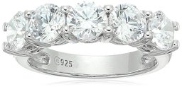 Platinum-Plated Sterling Silver Round-Cut 5-Stone Ring made with Swarovski Zirconia (3 cttw), Size 9