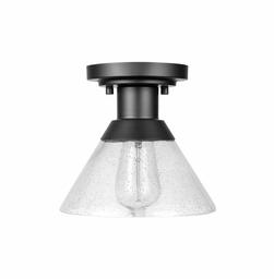 Amazon Brand – Stone & Beam Contemporary Outdoor Flush-Mount Ceiling Light with Clear Seeded Glass Shade, Vintage Edison Bulb Included, 9.5