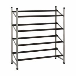 AmazonBasics Easy Assemble Shoe Rack - 4-Tier, Silver (Renewed)