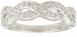 [Amazon Collection] Amazon Collection Rhodium Plated Sterling Silver Clear Round Cubic Zirconia Infinity Band Ring Size 9