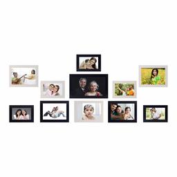 Amazon Brand - Solimo Collage Photo Frames, Set of 11,Wall Hanging (6 pcs - 4x6 inch, 5 pcs - 5x7 inch, 1 pc - 8x10 inch), Black & Cream