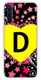 Amazon Brand - Solimo Designer Multicolor Heart Pattern Alphabet-D Printed Soft Back Case Mobile Cover for Oppo F15