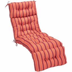 Amazon Basics Tufted Outdoor Lounger Patio Cushion - Red Stripes