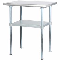 Rockpoint Carmona Tall NSF Stainless-Steel Kitchen Work Table with Adjustable Shelf, 30 x 23 Inch