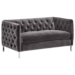 Amazon Brand – Rivet Eva Mid-Century Modern Tufted Velvet Down-Filled Loveseat Sofa Couch, 60.5