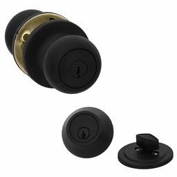 AmazonBasics Entry Door Knob and Deadbolt - Coastal - Matte Black