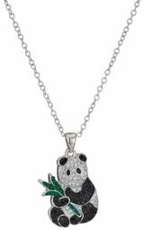 Amazon Collection Silver-Plated Crystal Panda Pendant Necklace, 18