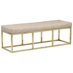 Amazon Brand – Rivet Glam Tufted Seat Upholstered Bench with Gold Legs , 58