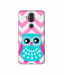 Amazon Brand - Solimo Designer Sky Blue Owl 3D Printed Hard Back Case Mobile Cover for Nokia 8.1