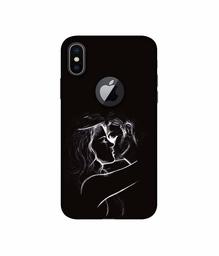 Amazon Brand - Solimo Designer Kissing Couple 3D Printed Hard Back Case Mobile Cover for Apple iPhone X (Logo Cut)