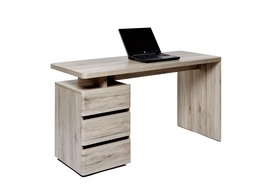 Amazon Brand - Movian Skadar 3-Drawer Desk, 140 x 55 x 76cm, Light Brown Oak-Effect