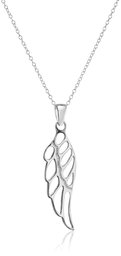 Sterling Silver Angel Wing Drop Pendant Necklace, 18