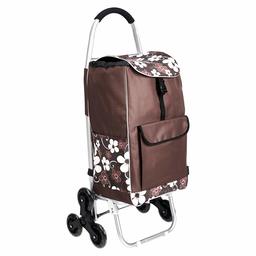 AmazonBasics 6-Wheel Shopping Trolley with Aluminium Handles, 50 Litre, Brown Flowers