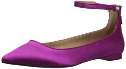 The Fix Amazon Brand Women's Evie Military-Inspired Ankle Strap Pointed-Toe Flat, Bright Pink, 7 B US