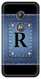 Amazon Brand - Solimo Designer Button Jeans Alphabet-R 3D Printed Hard Back Case Mobile Cover for Motorola Moto E2