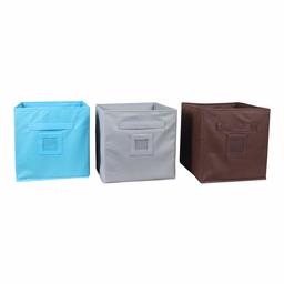 Amazon Brand - Solimo Fabric Storage Box, Large, Set of 3, Multicolor