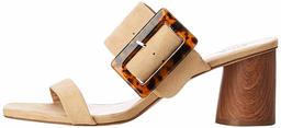 find. Large Buckle Block Heel Sandal Sandalias con Punta Abierta, Beige, 41 EU