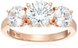 Rose-Gold-Plated Sterling Silver Round 3-Stone Ring made with Swarovski Zirconia (3 cttw), Size 8