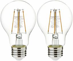 AmazonBasics 40 Watt Equivalent, Clear, Dimmable, A19 LED Light Bulb | 2-Pack (Renewed)