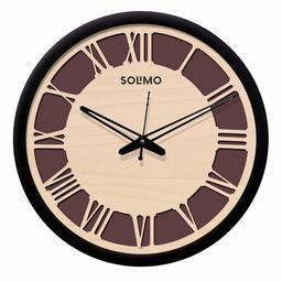 Amazon Brand - Solimo 12-inch Wall Clock - Roman Carvy (Silent Movement, Black Frame)