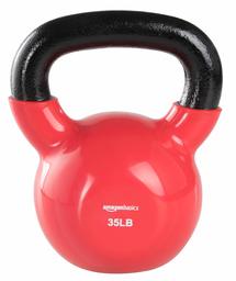 AmazonBasics Vinyl Kettlebell - 35 Pounds, Red